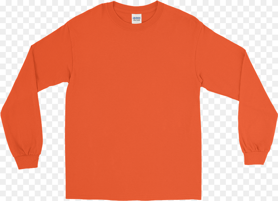 Longsleeveblank Mockup Flat Front Orange Blank Long Sleeve Orange Shirt, Clothing, Long Sleeve, T-shirt Png Image