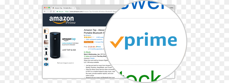 Look For The Prime Logo On Amazon Amazon Tap Alexa Enabled Portable Bluetooth Speaker, File, Electronics, Webpage Png