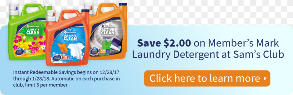 Look Out For The Instant Savings Booklet As This Product Member39s Mark Ultimate Clean Liquid Laundry Detergent, Cleaning, Person, Bottle Png Image
