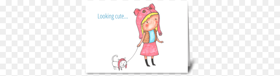 Looking Cute Greeting Card Illustration, Clothing, Coat, Person, Animal Free Png