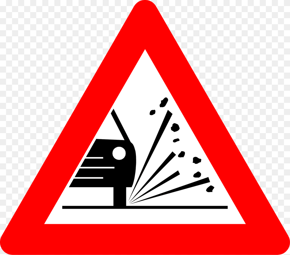 Loose Road Surface Sign In Belgium Clipart, Symbol, Road Sign, Triangle, Dynamite Free Png Download