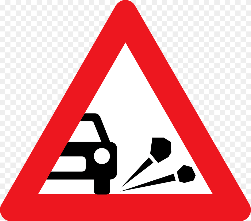 Loose Road Surface Sign In Denmark Clipart, Symbol, Road Sign Png Image
