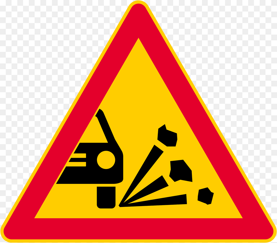 Loose Road Surface Sign In Finland Clipart, Symbol, Road Sign Png Image