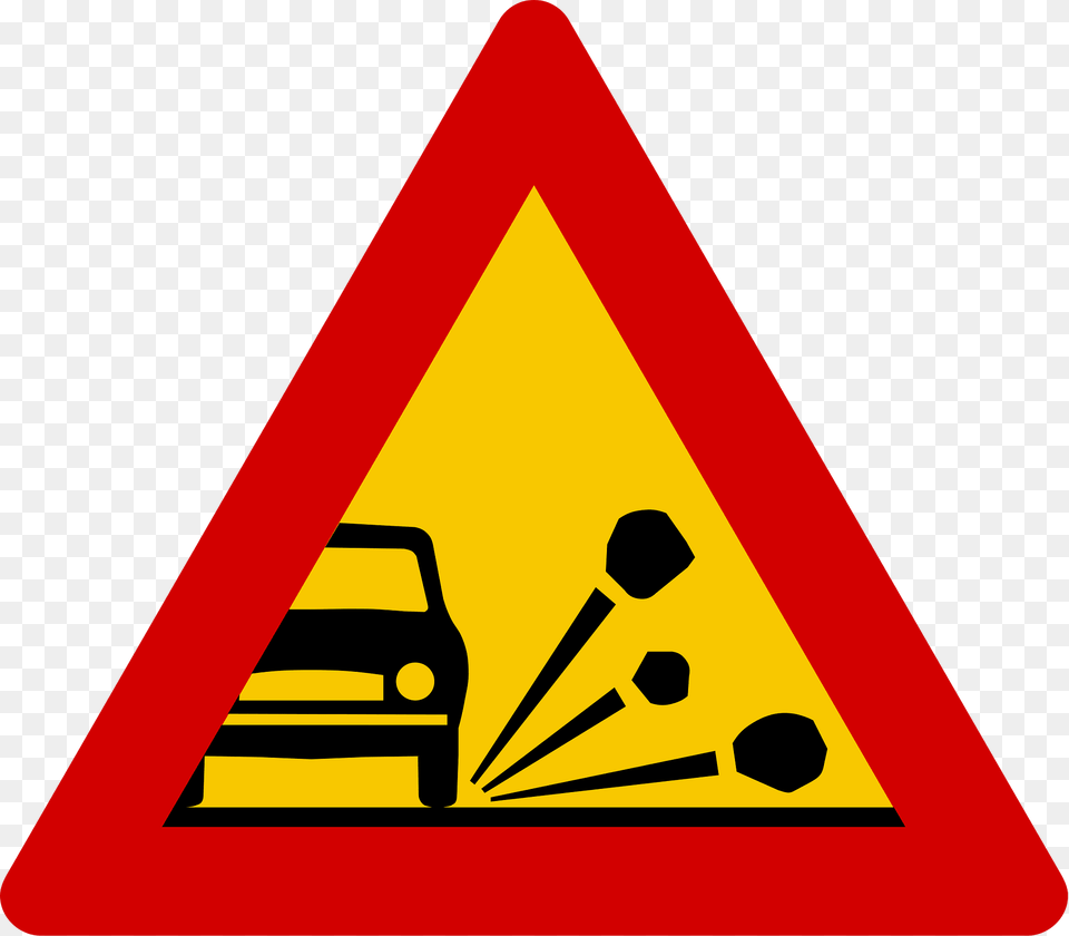 Loose Road Surface Sign In Iceland Clipart, Symbol, Road Sign, Car, Transportation Free Png Download