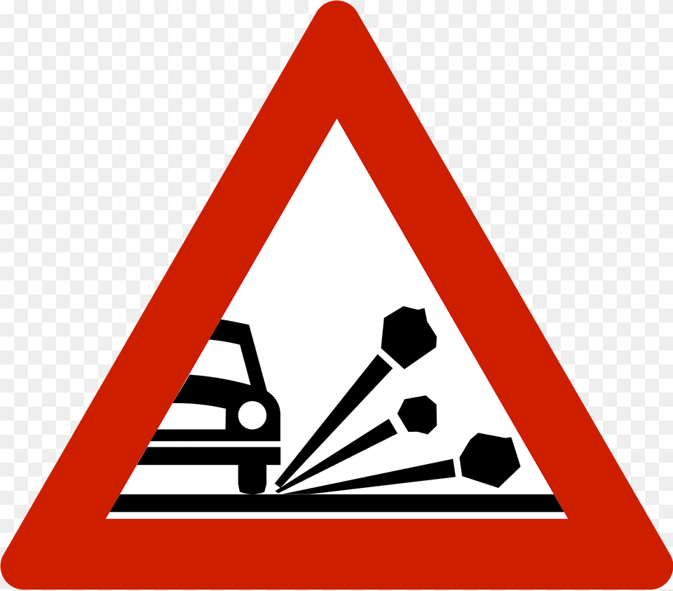 Loose Road Surface Sign In Norway Clipart, Symbol, Road Sign, Triangle, Machine Free Transparent Png