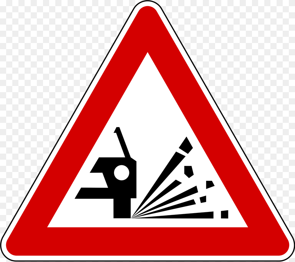 Loose Road Surface Sign In Slovenia Clipart, Symbol, Road Sign Png