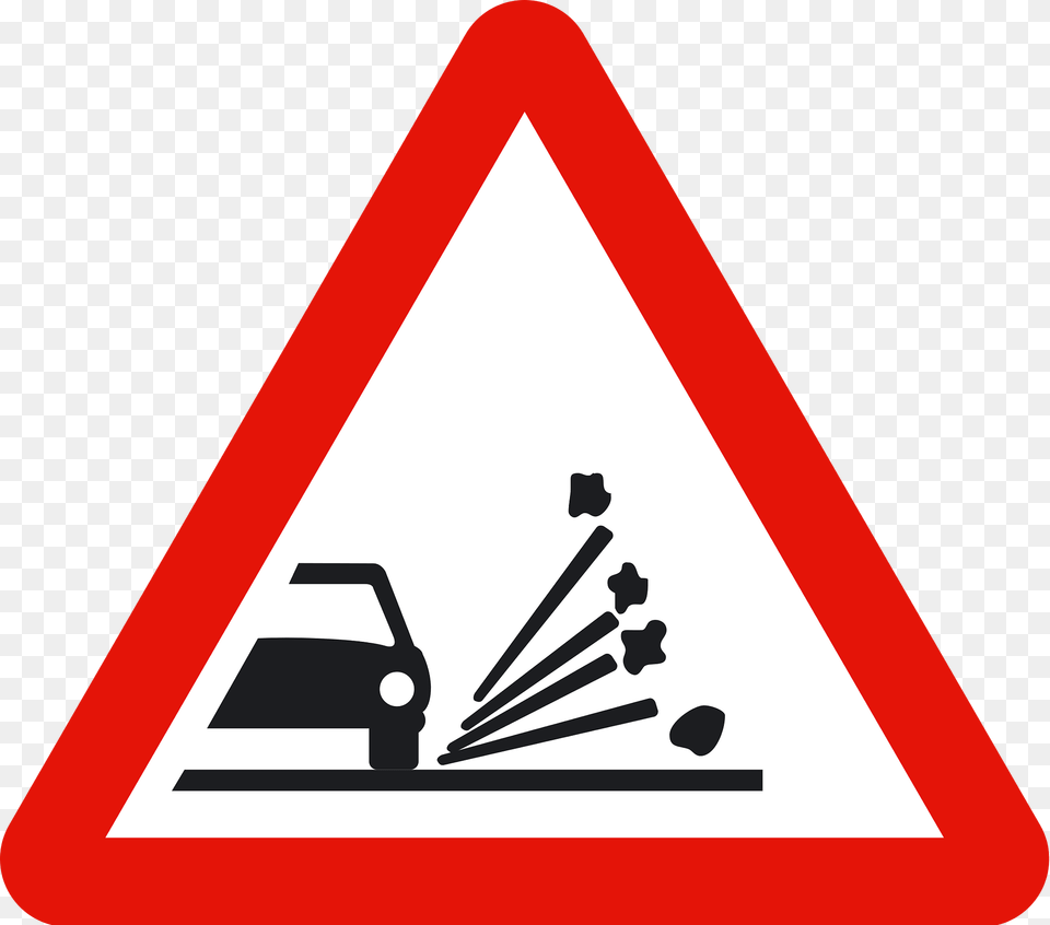 Loose Road Surface Sign In Spain Clipart, Symbol, Road Sign, Car, Transportation Free Png