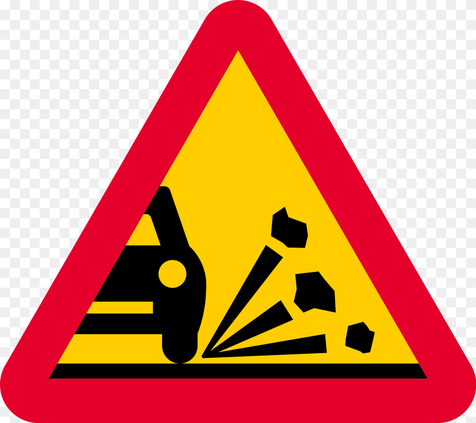 Loose Road Surface Sign In Sweden Clipart, Symbol, Road Sign, Dynamite, Weapon Free Png Download
