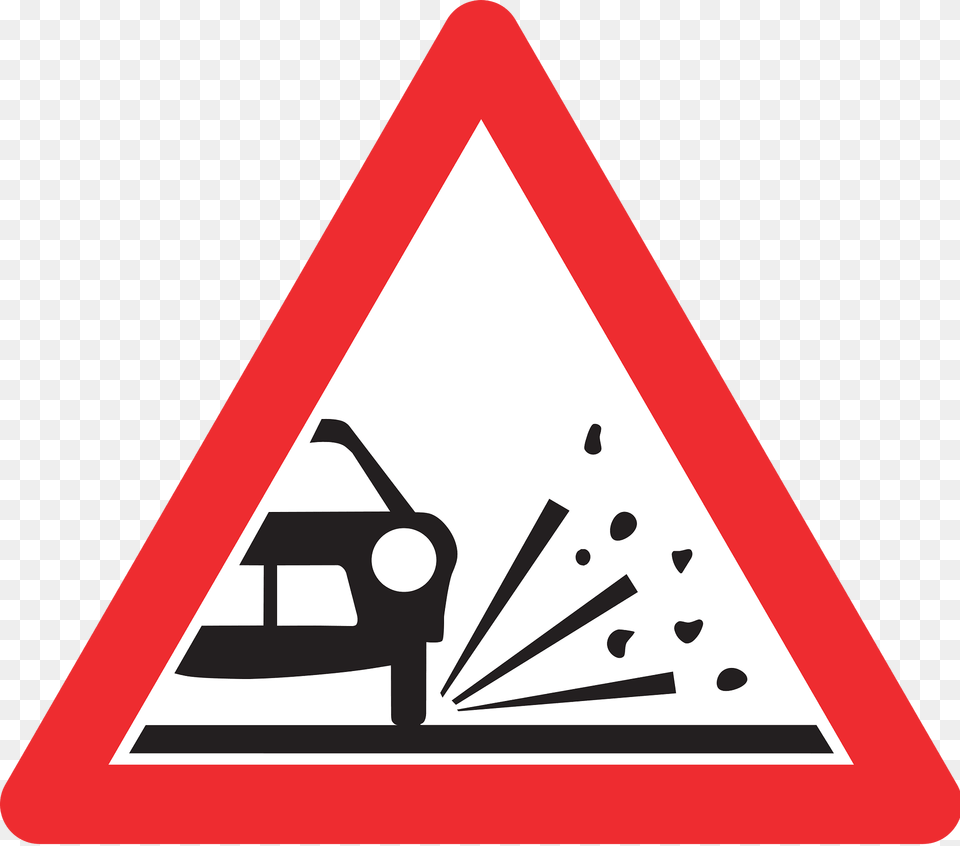 Loose Road Surface Sign In Switzerland Clipart, Symbol, Road Sign, Triangle, Dynamite Free Png