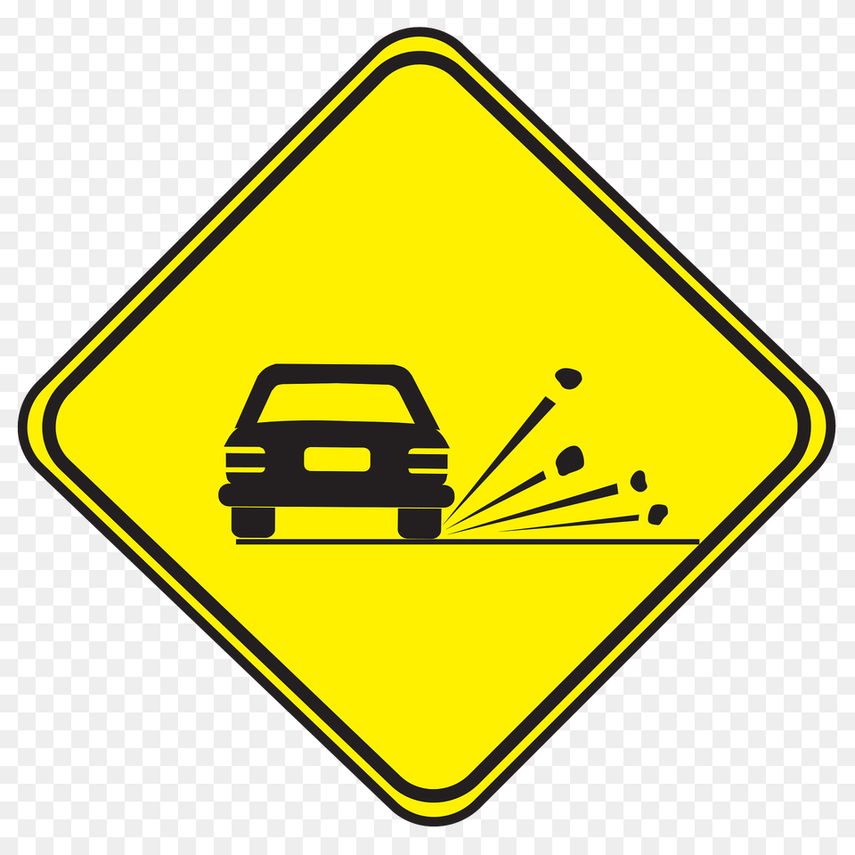 Loose Road Surface Sign In Uruguay Clipart, Symbol, Car, Transportation, Vehicle Free Png Download