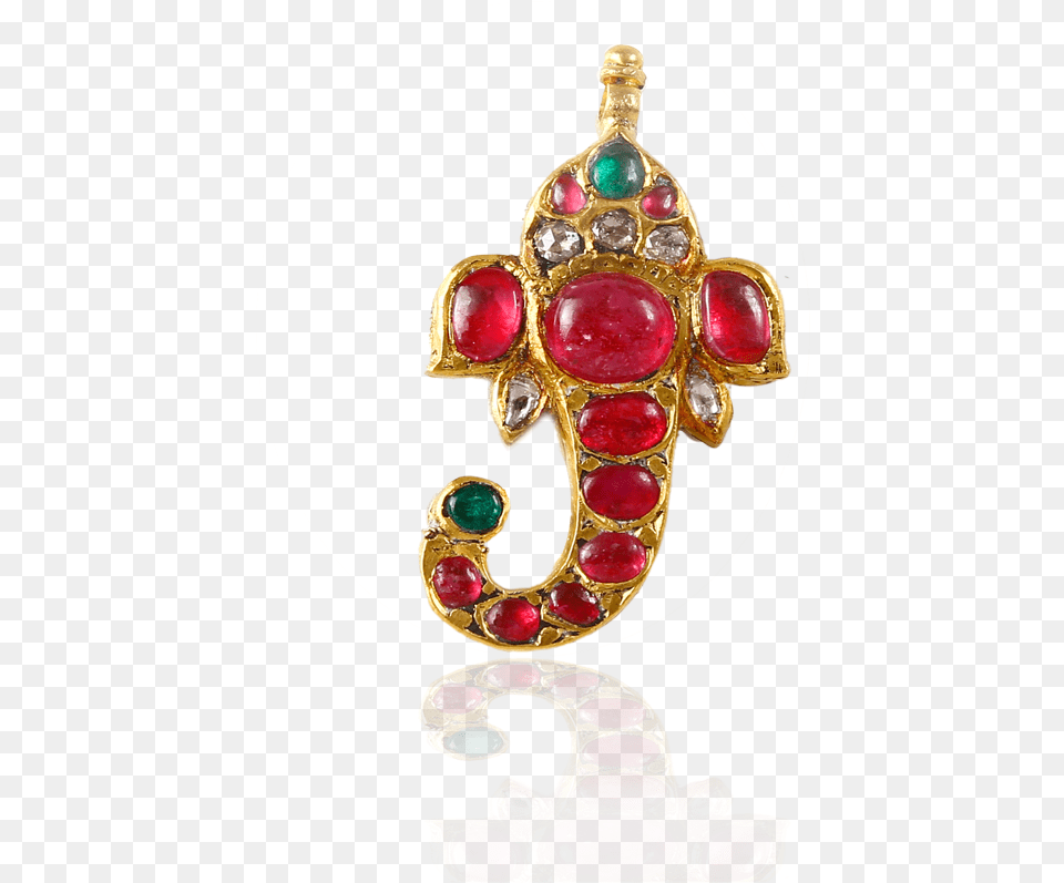 Lord Ganesha Ethnic Gemstone Pendant Ruby, Accessories, Earring, Jewelry, Treasure Free Png Download