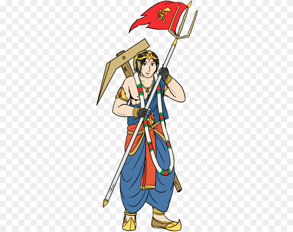 Lord Hanuman With Flag, Book, Comics, Publication, Person Free Png Download