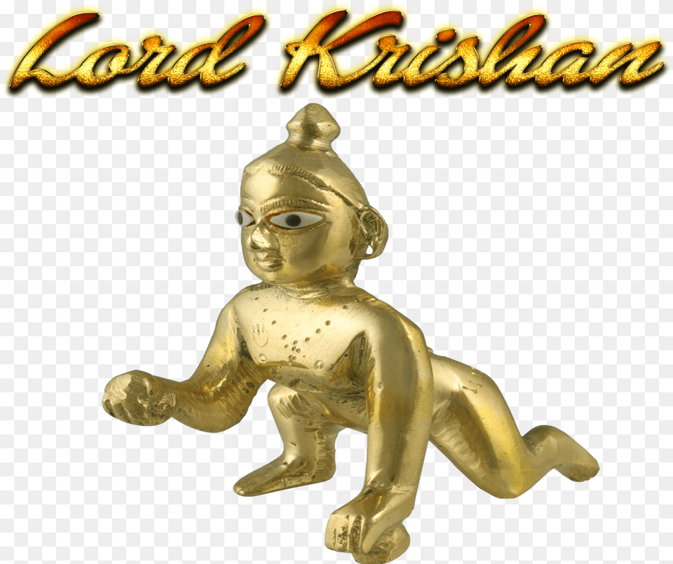 Lord Krishan Background Statue, Figurine, Baby, Person, Gold Png Image