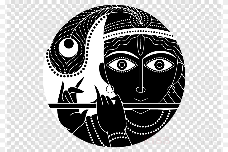 Lord Krishna Clipart Black And White, Stencil, Face, Head, Person Png