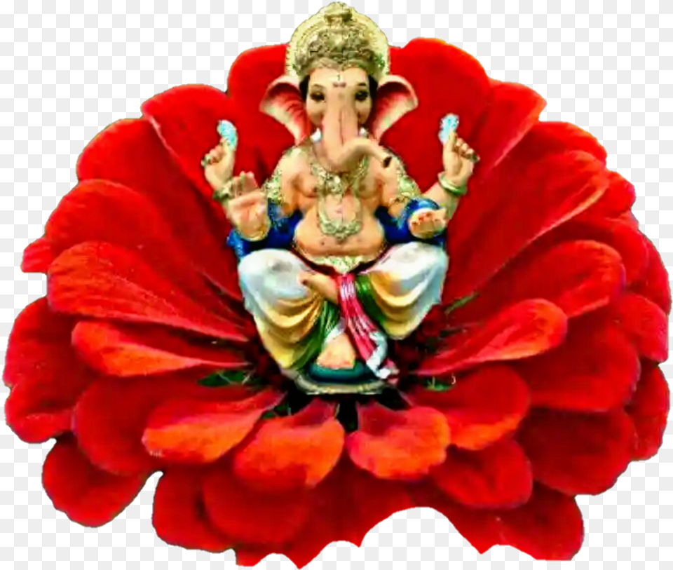 Lord Lordganesha Lordganesh Ganesha Red Redflower Lord Ganesha Images With Flowers, Plant, Petal, Flower, Adult Free Png