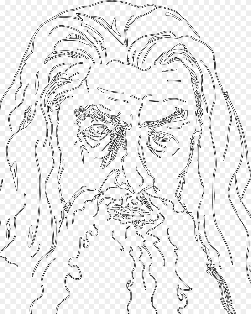 Lord Of The Rings Gandalf The Grey Line Art, Drawing, Person, Painting, Face Free Png