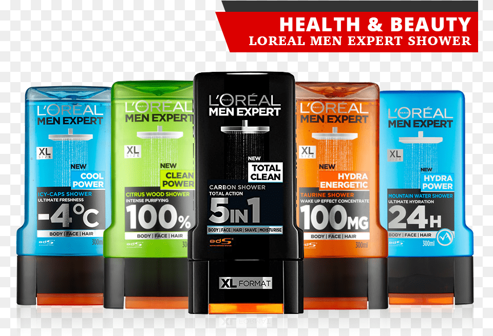 Loreal Men Expert Shower 300ml Loreal Men Expert, Bottle, Cosmetics, Can, Electronics Free Transparent Png
