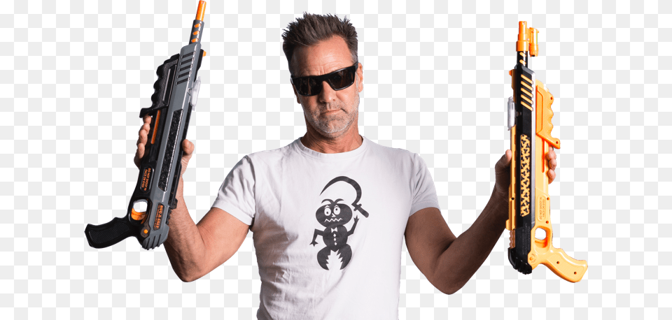 Lorenzo Maggiore Inventor Of The Bug A Salt Gun With Airsoft Gun, Weapon, T-shirt, Clothing, Firearm Png Image