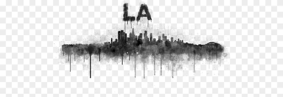 Los Angeles City Skyline Hq V5 Bw, Gray Free Png