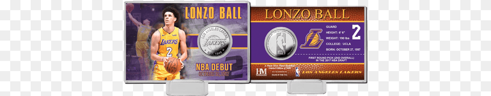 Los Angeles Lakers Lonzo Ball Debut Game Silver Coin Dallas Mavericks Dirk Nowitzki Highland Mint Player, Advertisement, Basketball, Basketball (ball), Sport Png Image