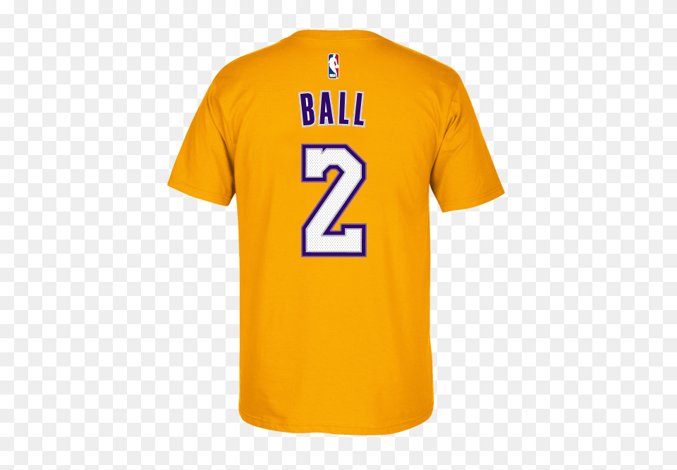 Los Angeles Lakers Lonzo Ball Hd Home Player Name And Number T, Clothing, Shirt, T-shirt, Adult Free Transparent Png