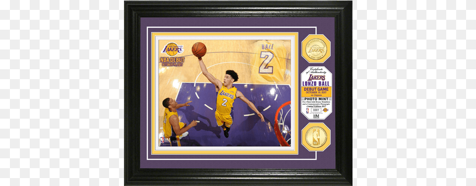 Los Angeles Lakers Lonzo Ball Nba Debut Minted Coin Los Angeles Lakers Highland Mint Lonzo Ball Nba Debut, Teen, Person, Male, Boy Png