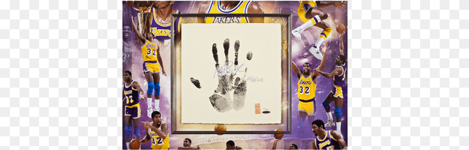 Los Angeles Lakers Magic Johnson Tegata Framed Creative Arts, Person, People, Sport, Ball Free Png Download