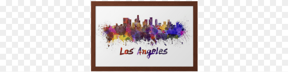 Los Angeles Skyline In Watercolor Framed Poster Pixers Los Angeles Skyline Watercolor, Purple, Art, Modern Art, Blackboard Png
