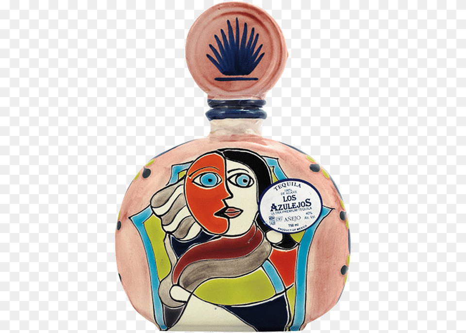 Los Azulejos Anejo Picasso Bottle Azulejos Tequila Anejo Handmade Picasso Bottle, Person, Pottery, Face, Head Png
