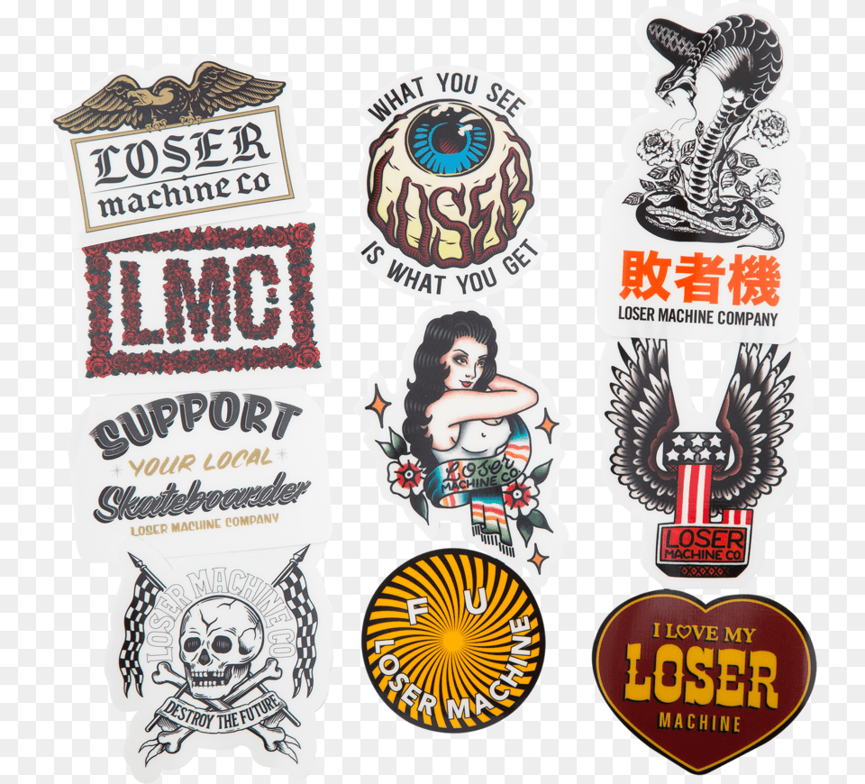 Loser Mc Stickers Vi Loser Machine Stickers, Badge, Logo, Symbol, Person Free Png