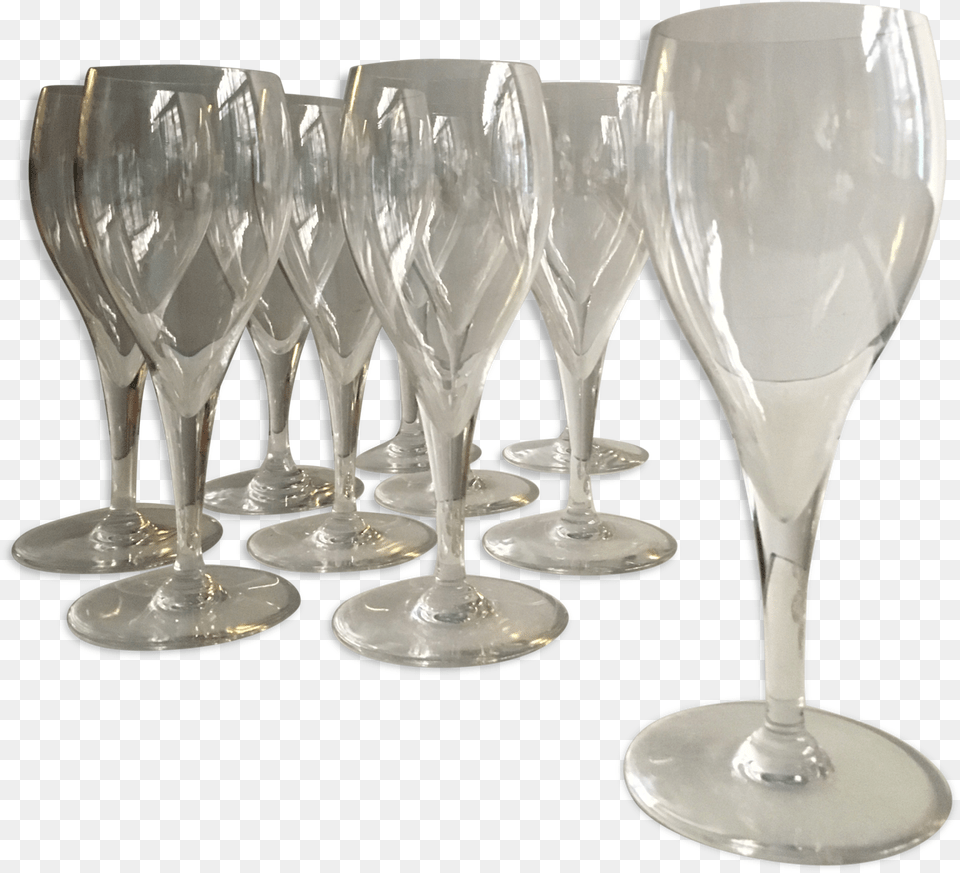 Lot Of 10 Baccarat Crystal Wine Glasses Model Saint Wine Glass, Alcohol, Beverage, Goblet, Liquor Png Image