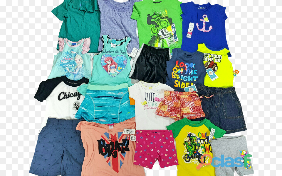 Lotes De Ropa Americana Infantil Nueva De 3050 Y 100 United States Of America, Clothing, Shorts, T-shirt, Food Free Png Download