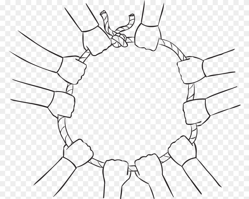 Lots Of Hands Holding Onto A Loop Of Rope With A Knot, Body Part, Hand, Person, Animal Png