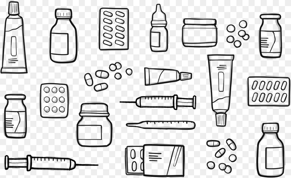 Lots Of Pills And Needles Plastic Bottle Png Image