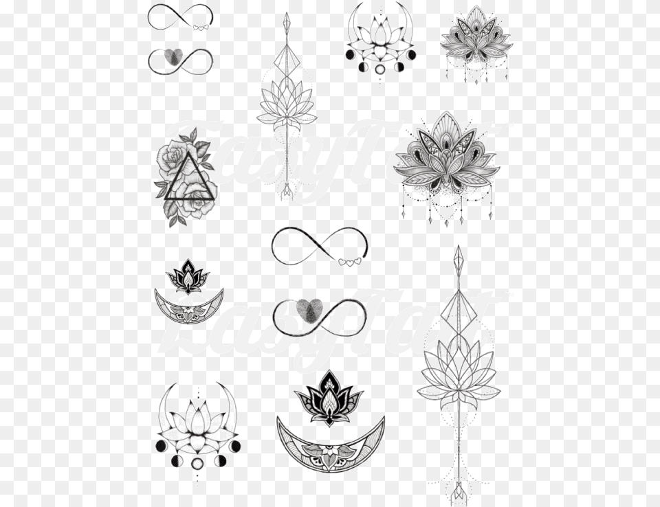 Lotus And Symbols Collection Tattoo Hindu Symbols, Accessories, Earring, Jewelry, Adult Free Transparent Png