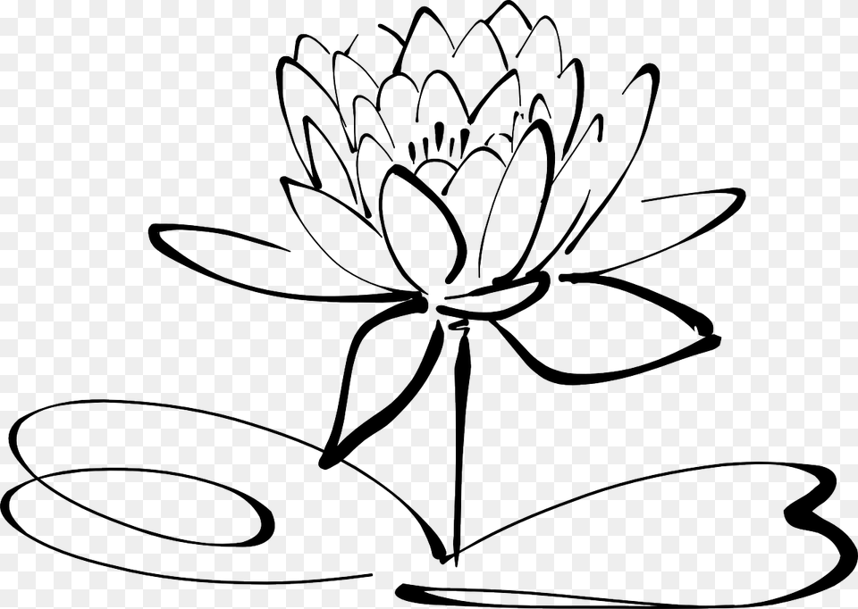 Lotus Flower Clipart Black And White, Plant, Stencil, Art, Drawing Free Png