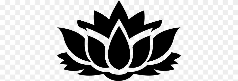 Lotus Flower Outline, Gray Free Transparent Png