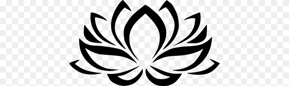 Lotus Flower Silhouette, Gray Free Png