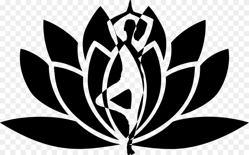 Lotus Flower Yoga Clipart, Gray Free Transparent Png