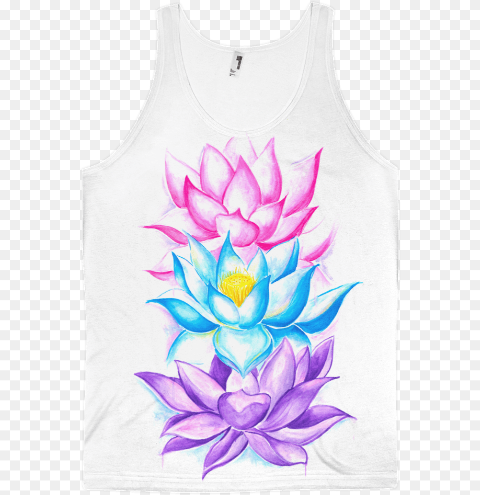 Lotus Flowers Unisex Tank Top Drawing, Clothing, Dahlia, Flower, Plant Free Png