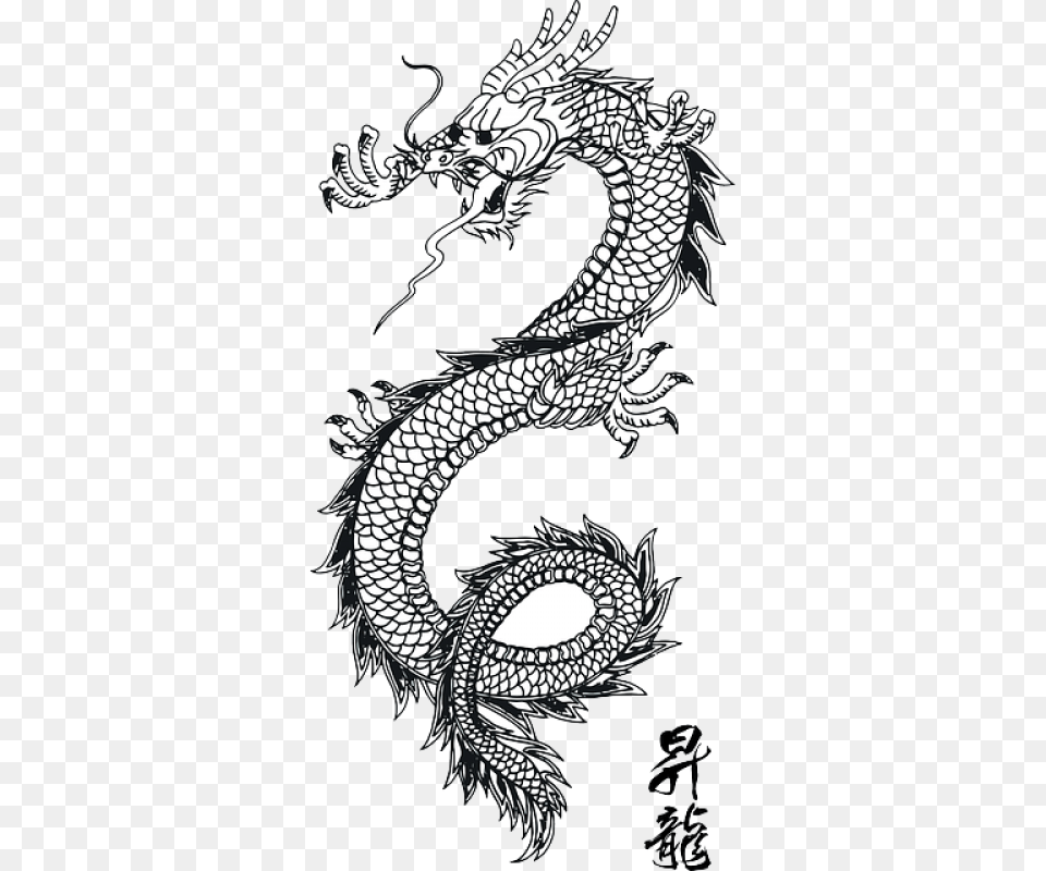 Lotus Tattoo Design For Hand Black And White Japanese Dragon, Animal, Dinosaur, Reptile Free Transparent Png