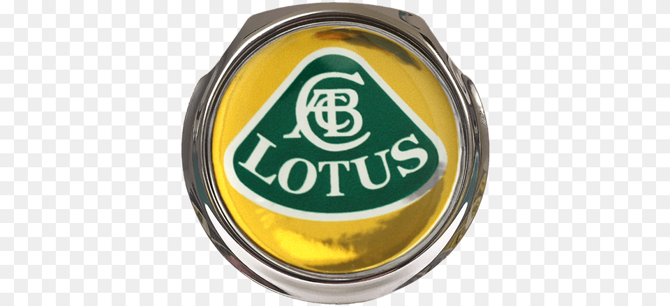 Lotus Yellow Car Grille Badge With Lotus Car Logo, Emblem, Symbol, Can, Tin Png