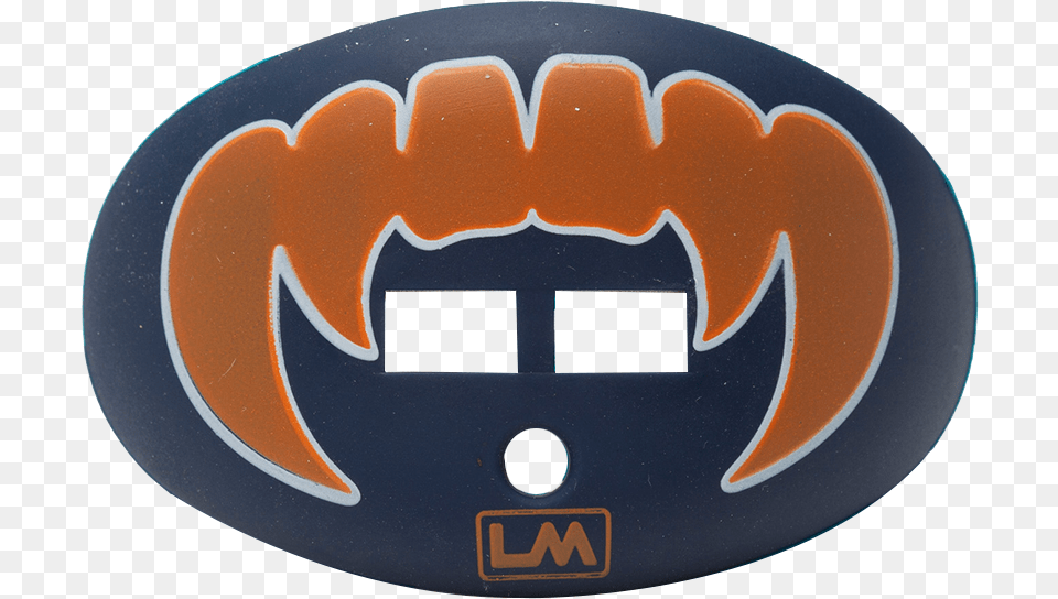 Loudmouthguards Vampire Fangs Tiger Navy Blue Orange Emblem, Accessories, Buckle, Logo, Road Sign Png Image
