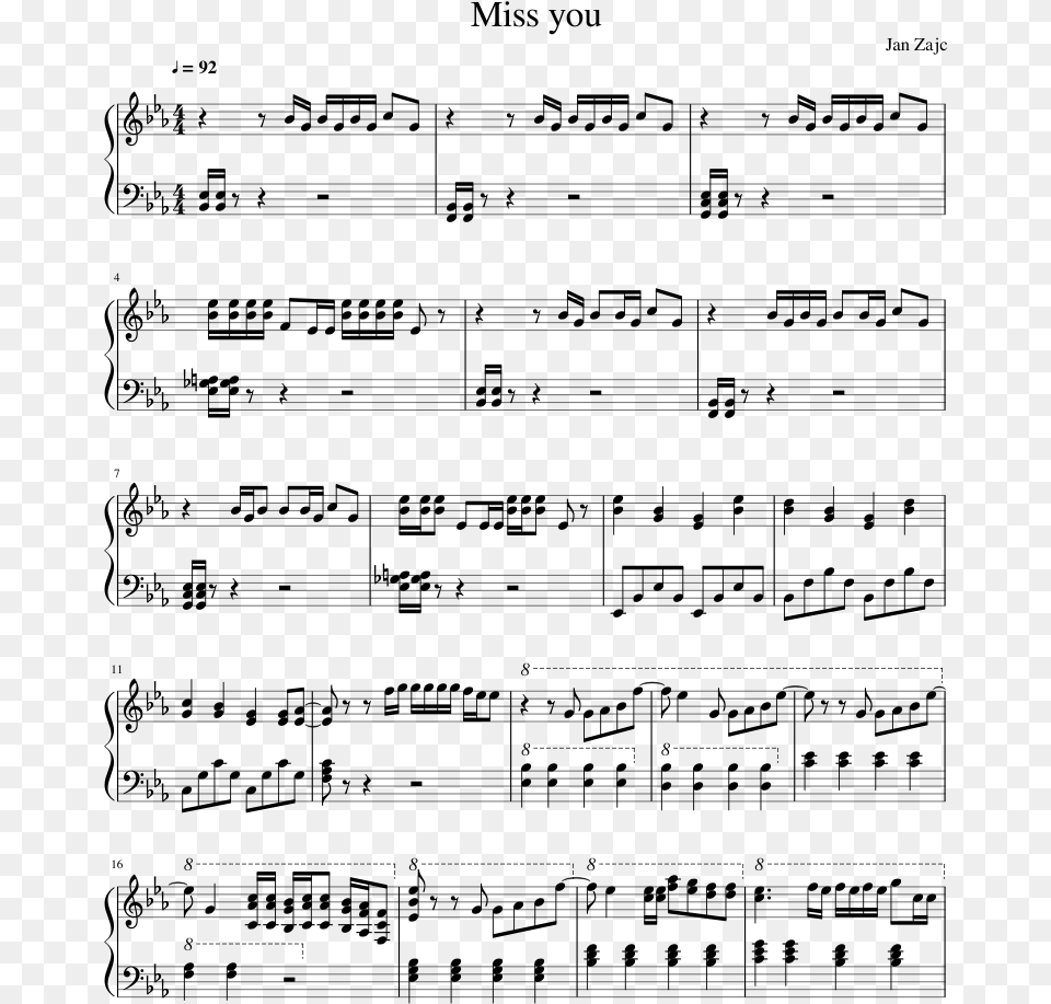 Louis Tomlinson Miss You Undertale Quiet Water Piano Sheet Music, Gray Free Transparent Png