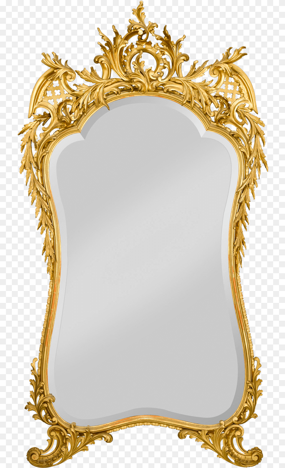Louis Xv Style Gold Leaf Mirror Golden Mirror Frame, Photography Png Image