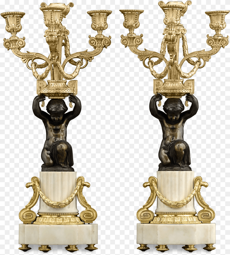 Louis Xvi Marble Ormolu And Patinated Bronze Candelabra Ormolu, Candle, Adult, Male, Man Free Png