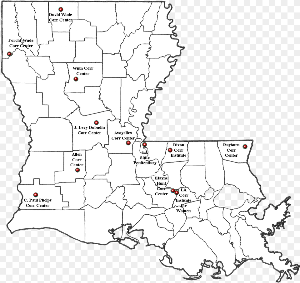 Louisiana Corrections Map Louisiana Historical Sites Map, Chart, Plot, Atlas, Diagram Free Transparent Png