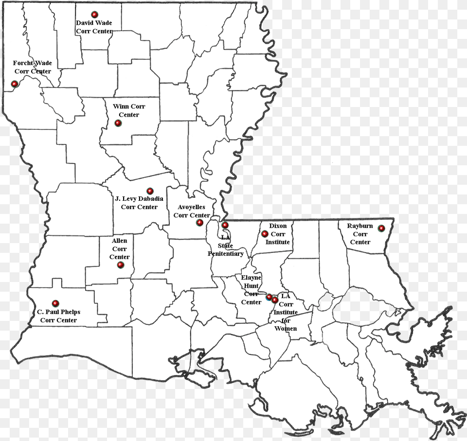 Louisiana Corrections Map Map Of Louisiana Prisons, Chart, Plot, Atlas, Diagram Png Image