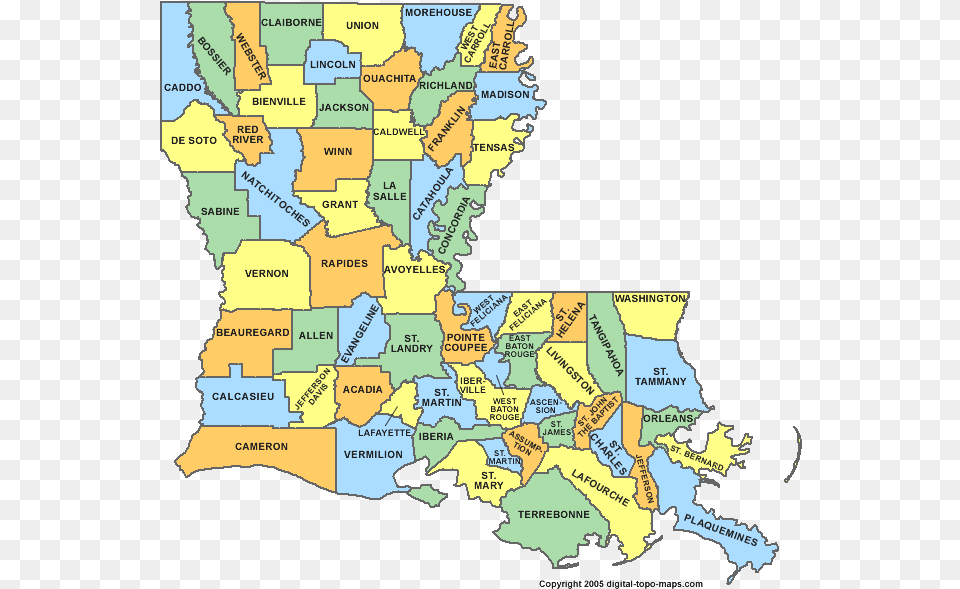 Louisiana Parish Map Louisiana County Map, Chart, Plot, Atlas, Diagram Free Transparent Png