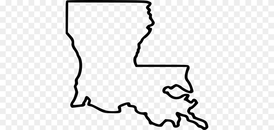 Louisiana State Outline Clipart, Gray Free Png